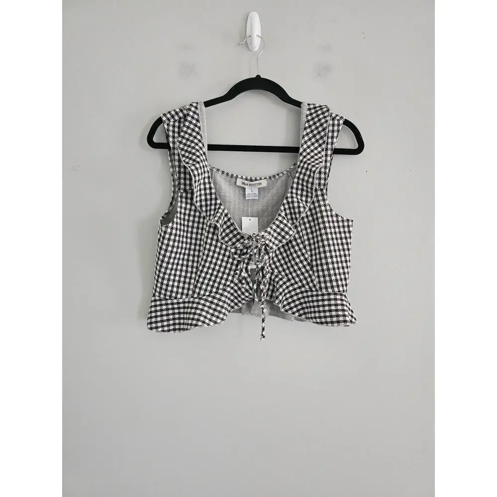 Urban Outfitters Black White Checkered Top L NWT - Picture 4 of 4